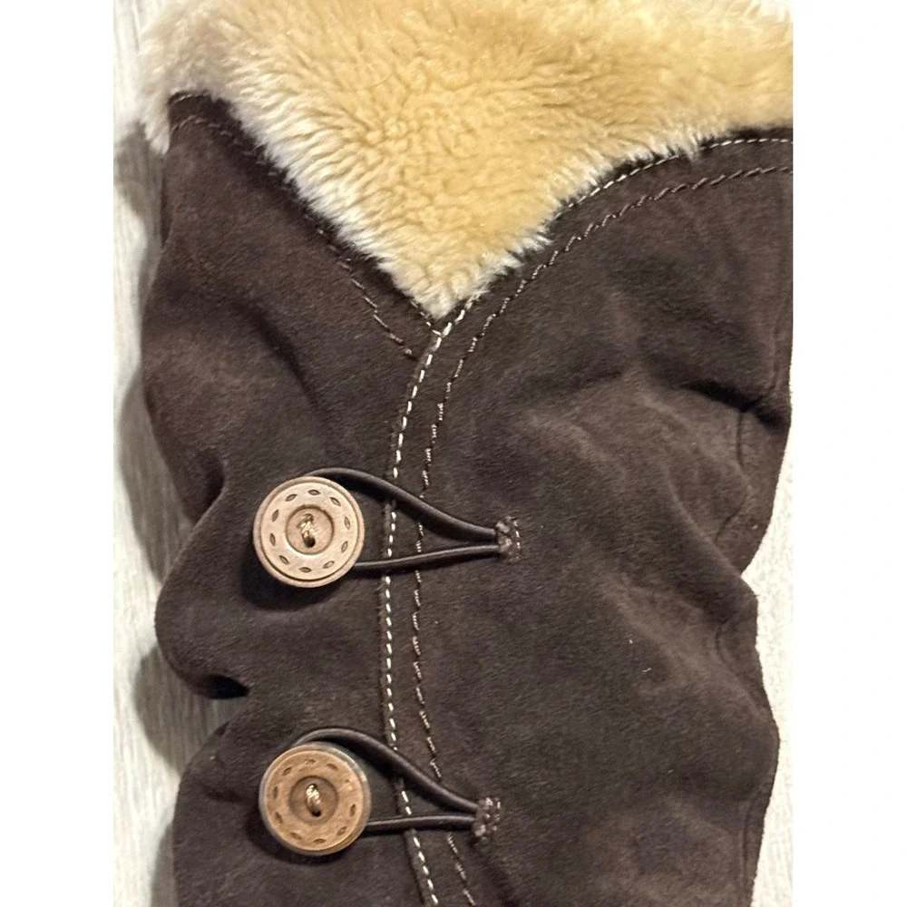 St Johns Bay Womens Brown Suede Faux Fur Lined‎ Winter Boots Size 7.5M 024-8913